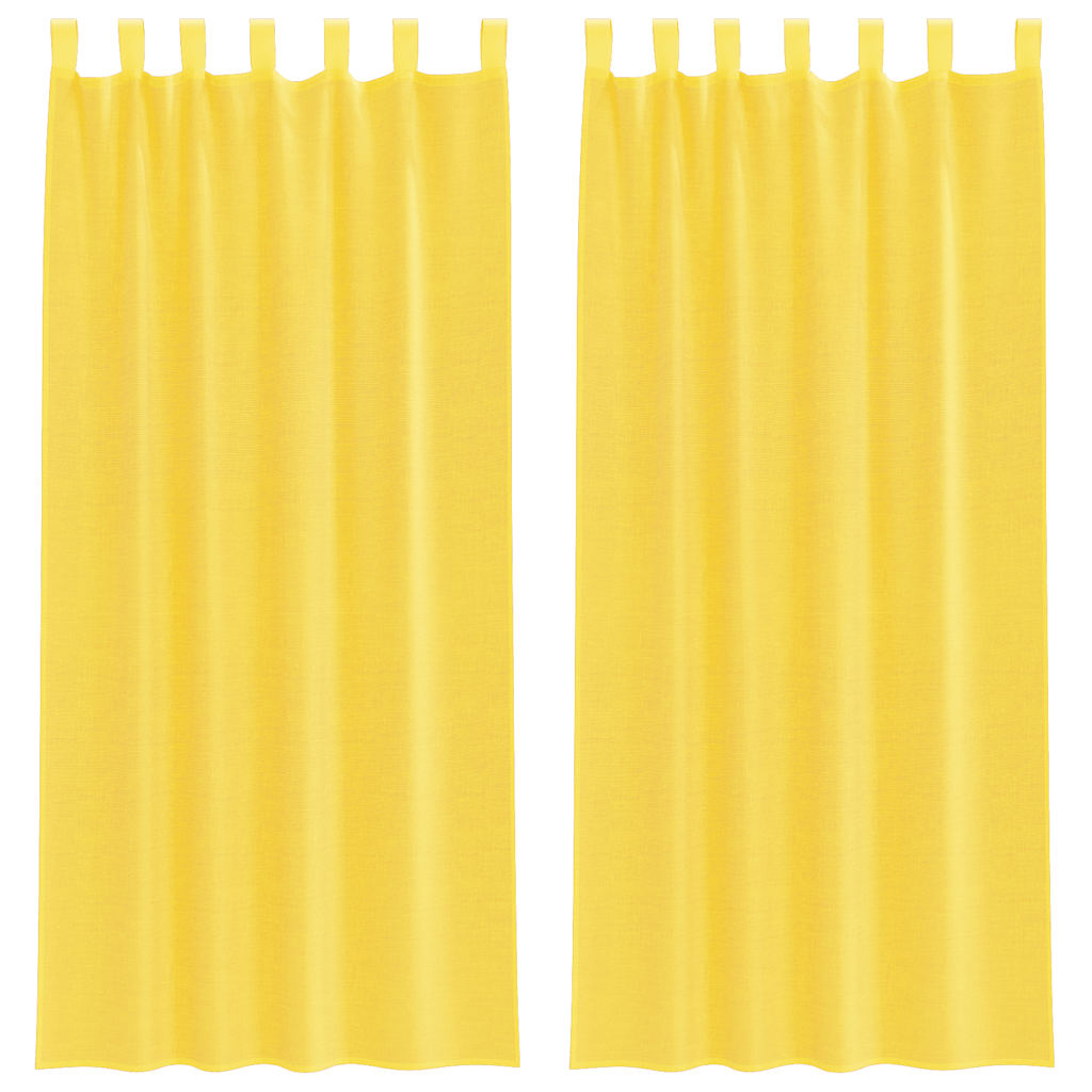 Voile Curtains with Loops 2 pcs. Yellow 140x225 cm