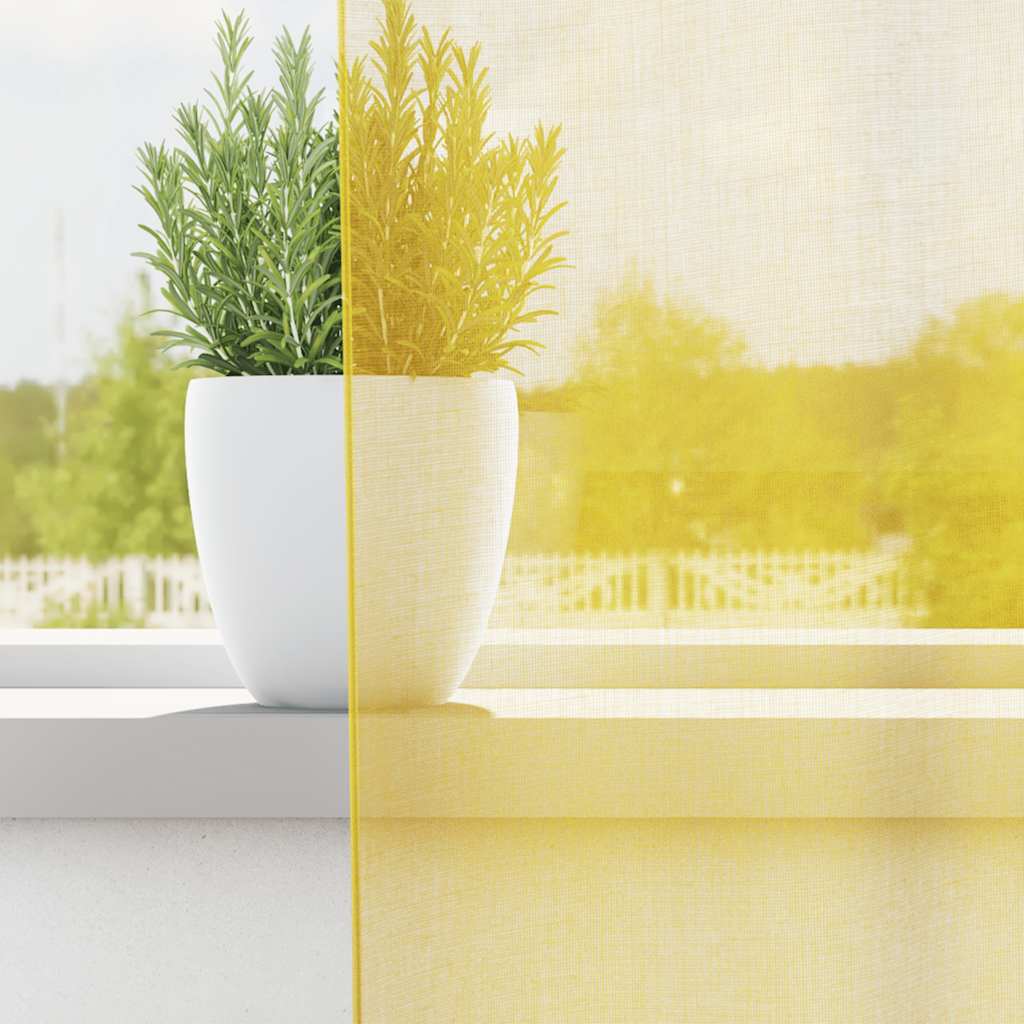 Voile Curtains with Loops 2 pcs. Yellow 140x225 cm