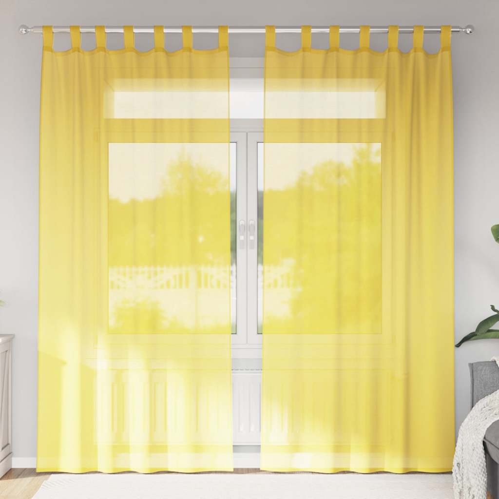 Voile Curtains with Loops 2 pcs. Yellow 140x225 cm