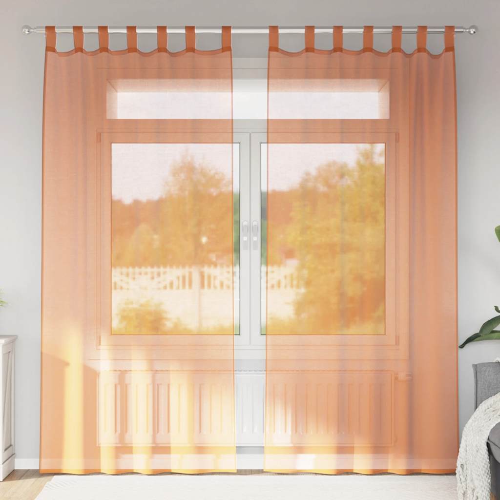 Voilages à passants 2 pcs Rouge terre cuite 140x225 cm
