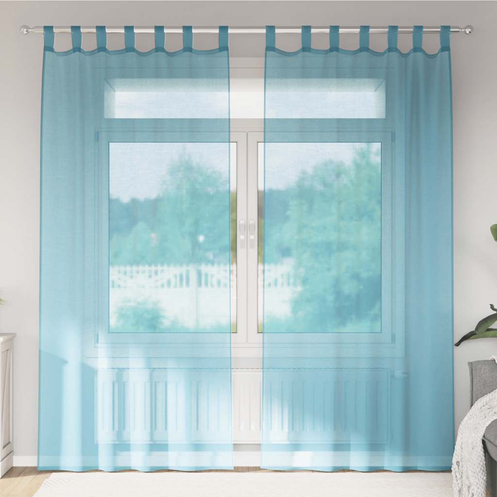 Voilages à passants 2 pièces Turquoise 140x225 cm