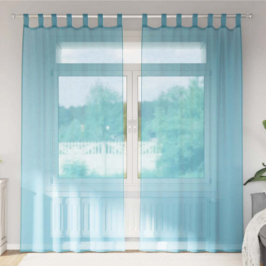Voile Vorhänge mit Schlaufen 2 Stk. Türkis 140x245 cm
