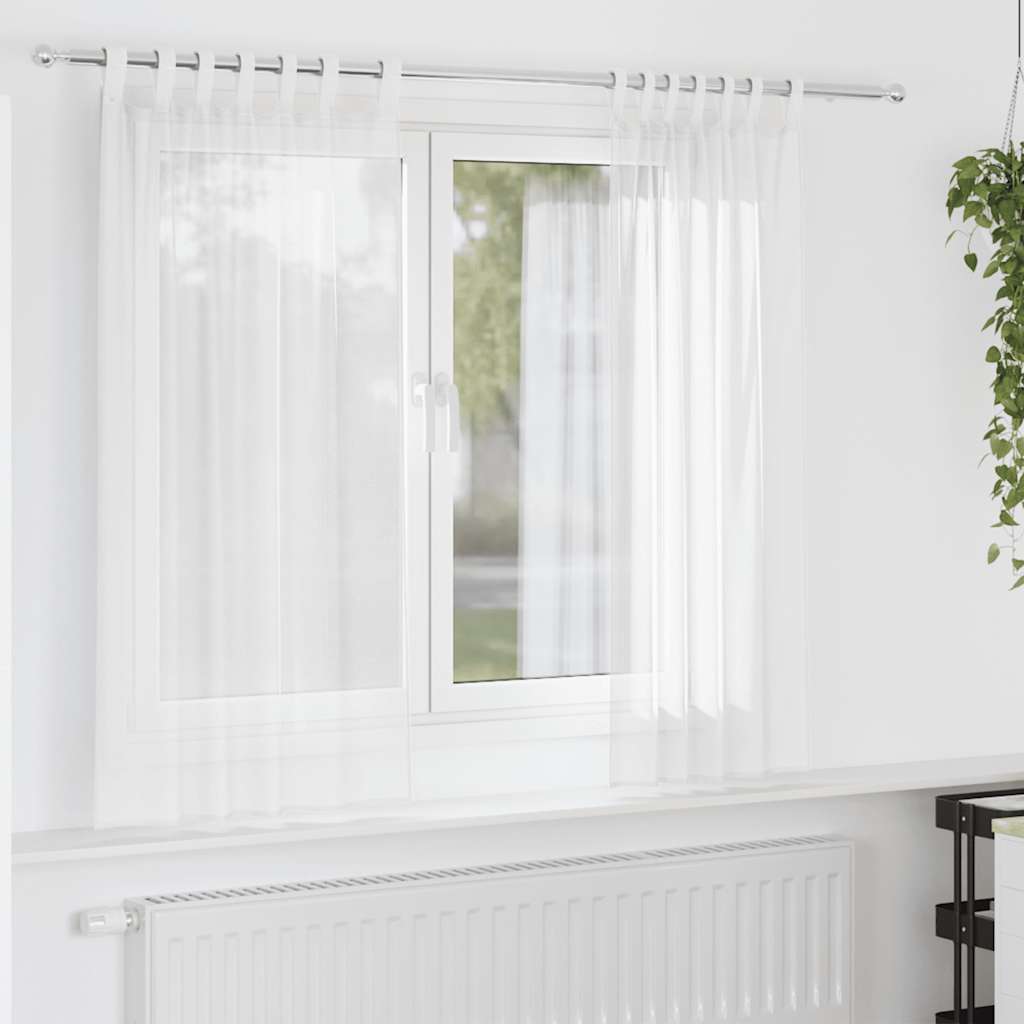 Voile Curtains with Loops 2 pcs. White 140x175 cm