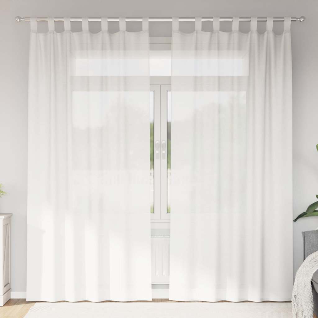 Voile Vorhänge mit Schlaufen 2 Stk. Weiß 140x225 cm