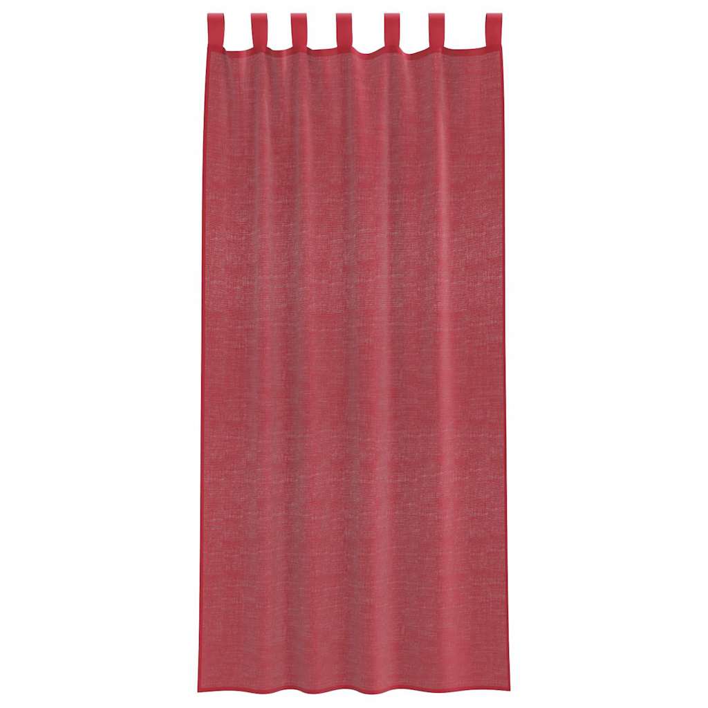 Voilages à passants 2 pcs. Rouge bordeaux 140x225 cm