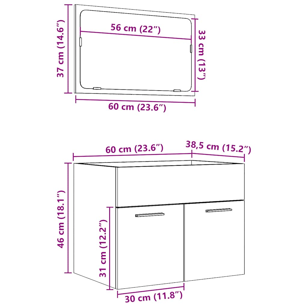 2-tlg. Badmöbel-Set Sonoma-Eiche Holzwerkstoff