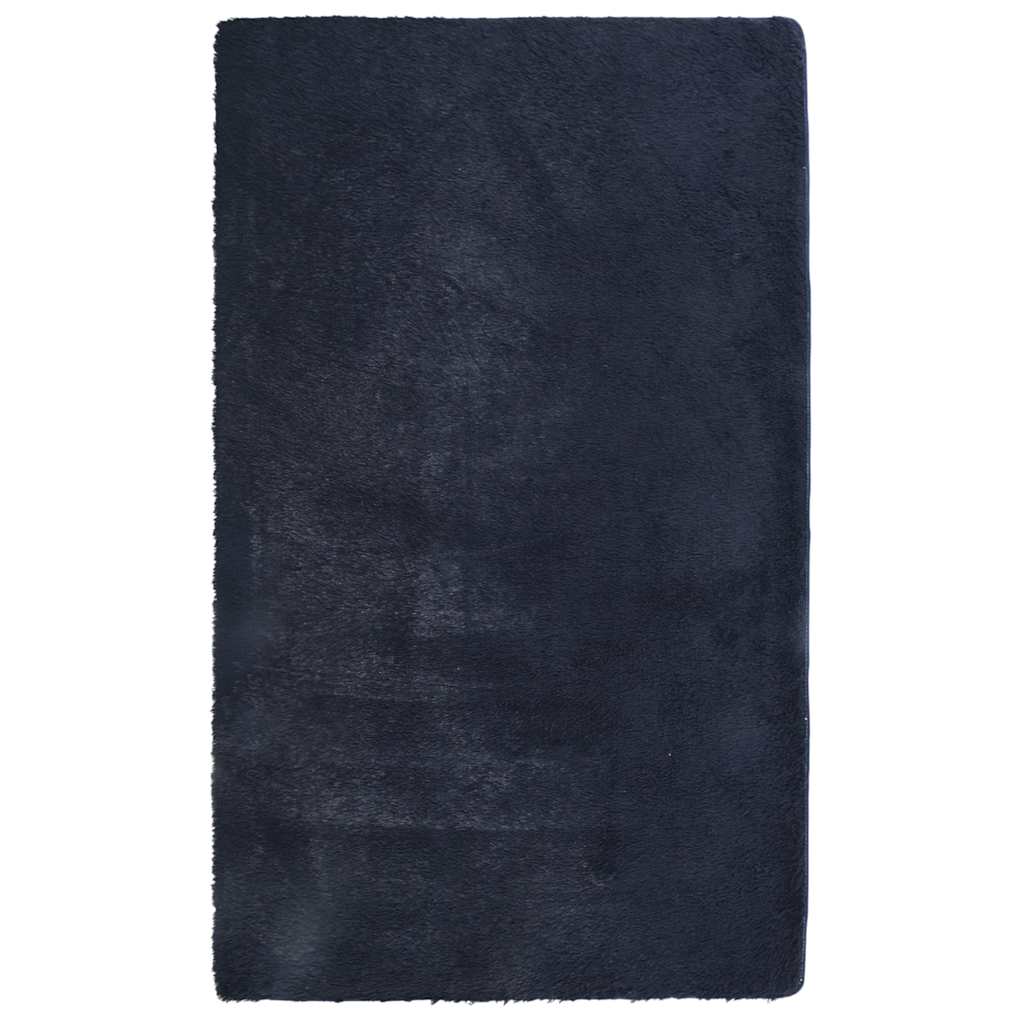 Tapis Shaggy à poils longs NAVARRA Bleu marine 60x100 cm Polyester