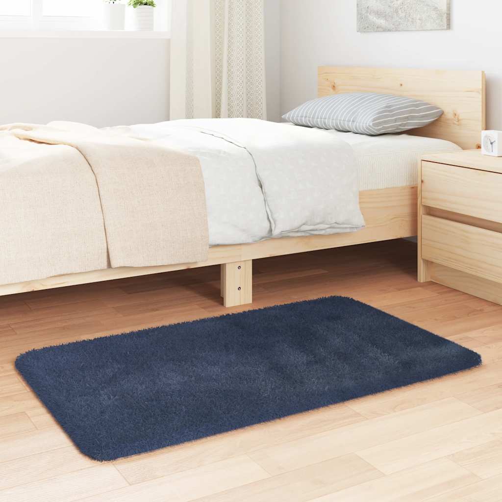 Tapis Shaggy à poils longs NAVARRA Bleu marine 60x100 cm Polyester