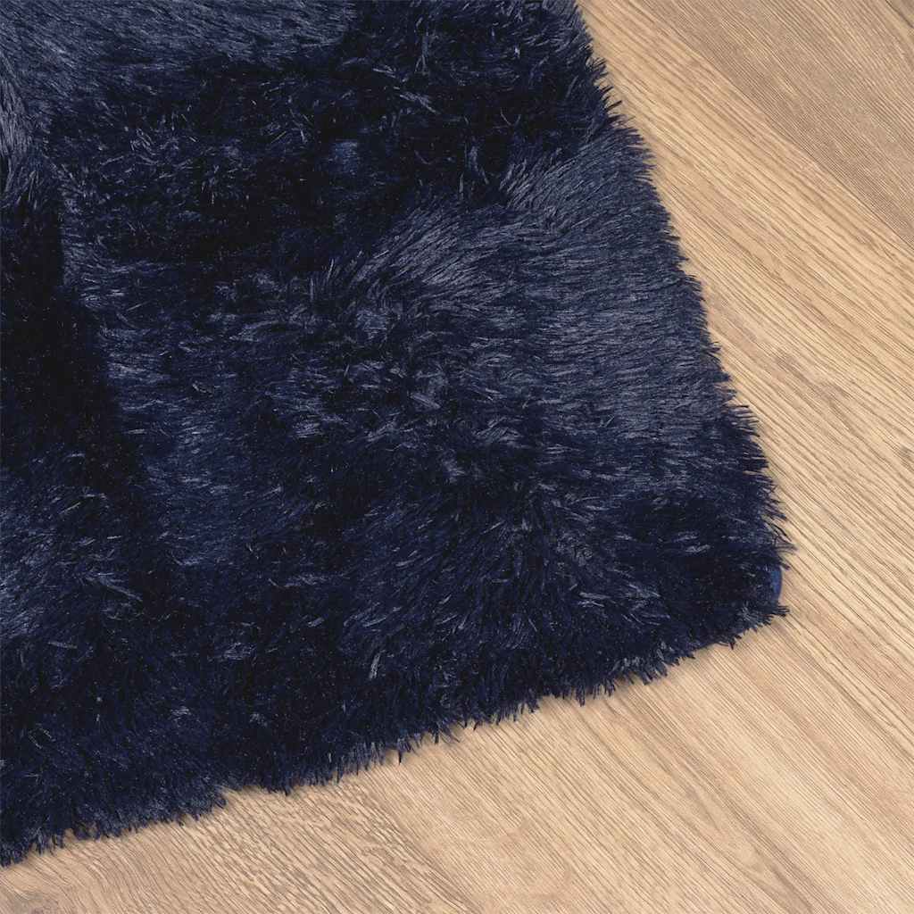 Tapis Shaggy à poils longs NAVARRA Bleu marine 60x100 cm Polyester