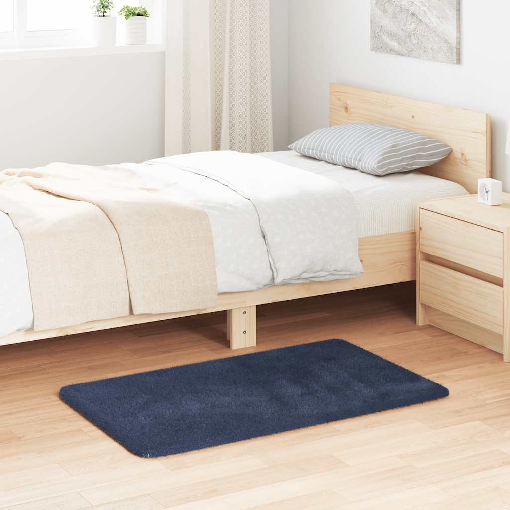 Tapis Shaggy à poils longs NAVARRA Bleu marine 60x100 cm Polyester