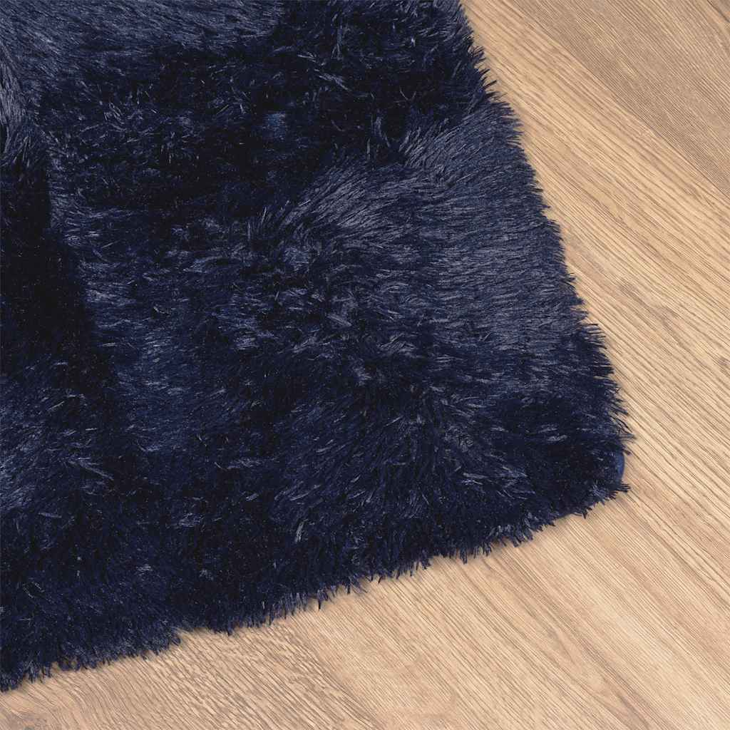 Tapis Shaggy Poils Longs NAVARRA Bleu Marine 200x290 cm Polyester