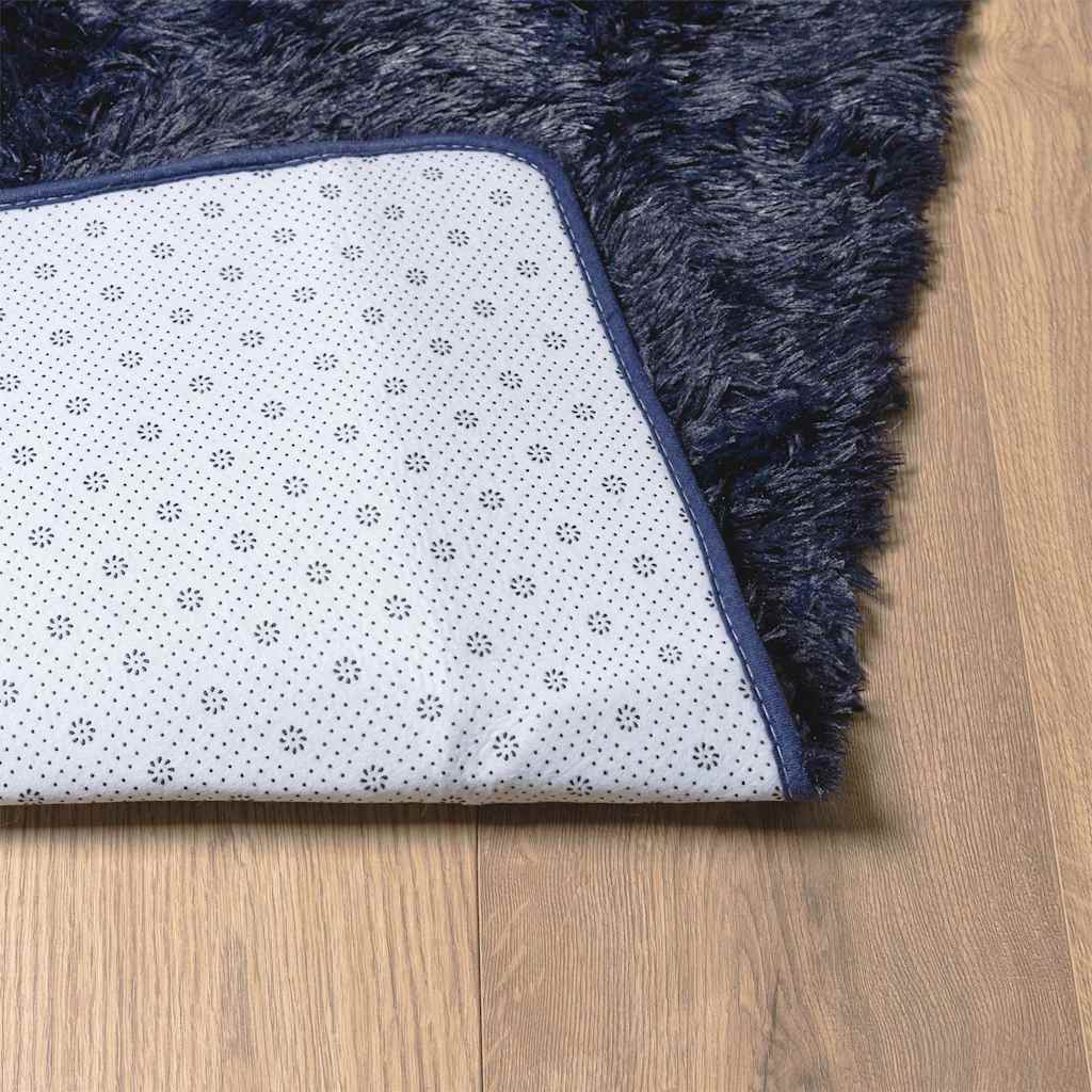 Tapis Shaggy Poils Longs NAVARRA Bleu Marine 200x290 cm Polyester