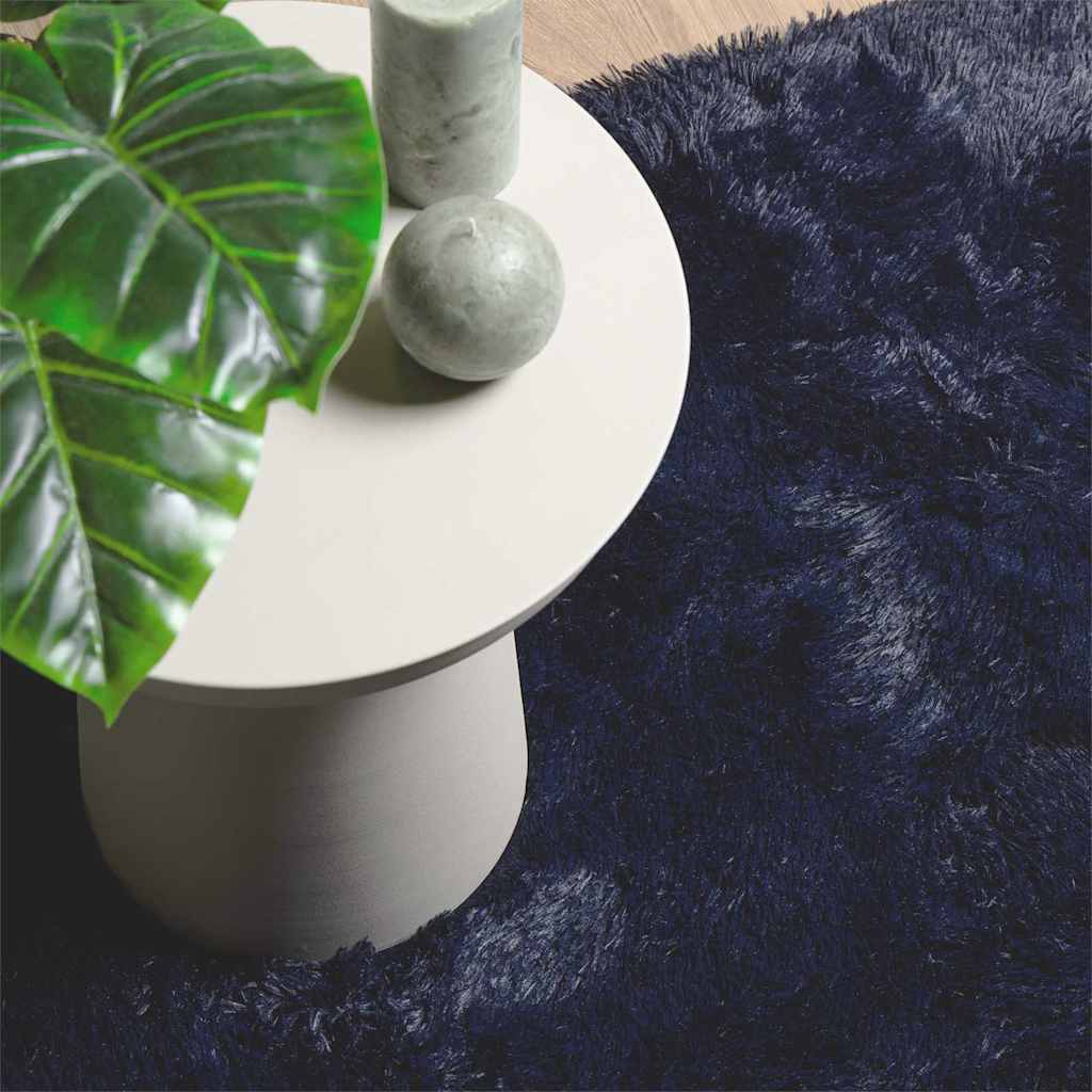 Tapis Shaggy Poils Longs NAVARRA Bleu Marine 200x290 cm Polyester
