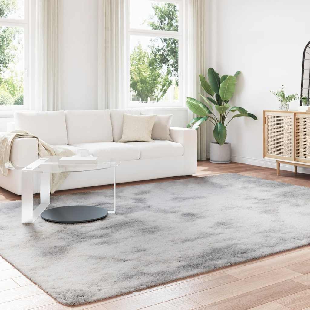 Tapis shaggy à poils longs NAVARRA Gris argenté 240x340 cm Polyester