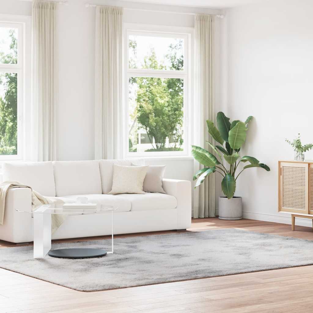 Tapis shaggy à poils longs NAVARRA Gris argenté 240x340 cm Polyester