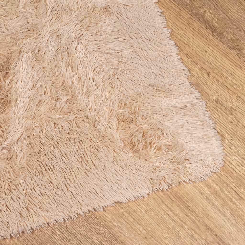 Tapis shaggy à poils longs NAVARRA Beige 120x120 cm Polyester