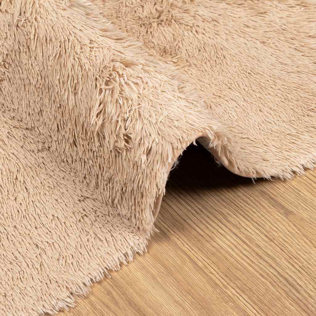 Tapis shaggy à poils longs NAVARRA Beige 120x120 cm Polyester
