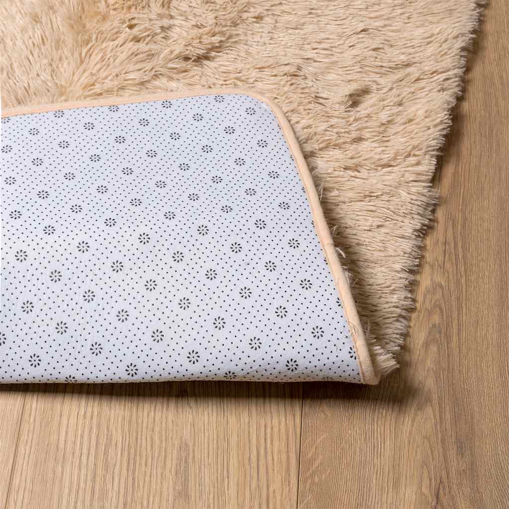 Tapis shaggy à poils longs NAVARRA Beige 120x120 cm Polyester