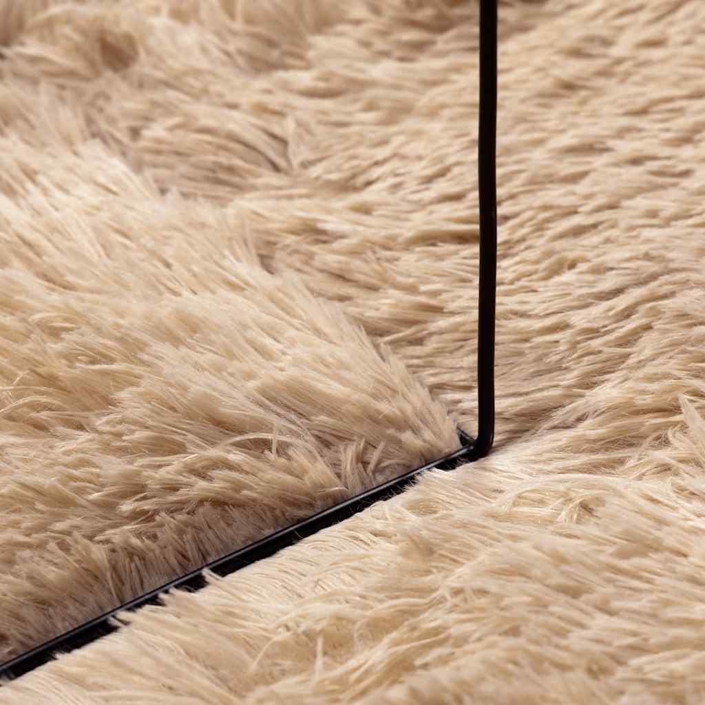 Tapis shaggy à poils longs NAVARRA Beige 120x120 cm Polyester