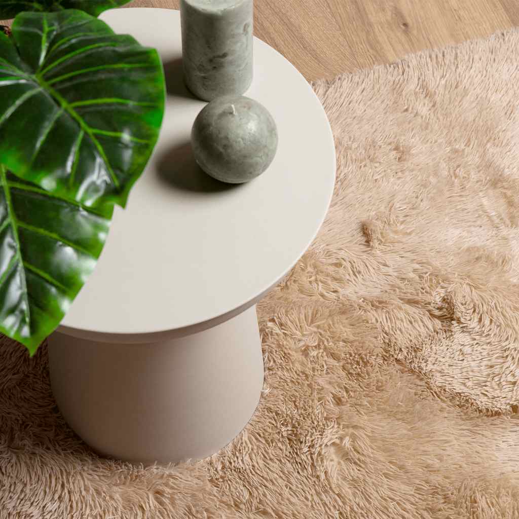 Tapis shaggy à poils longs NAVARRA Beige 120x120 cm Polyester