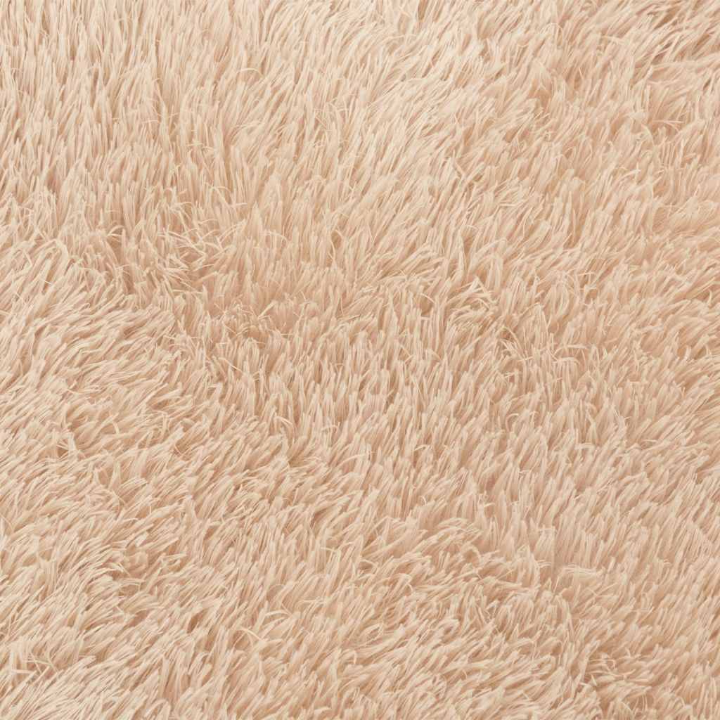 Tapis shaggy à poils longs NAVARRA Beige 120x120 cm Polyester