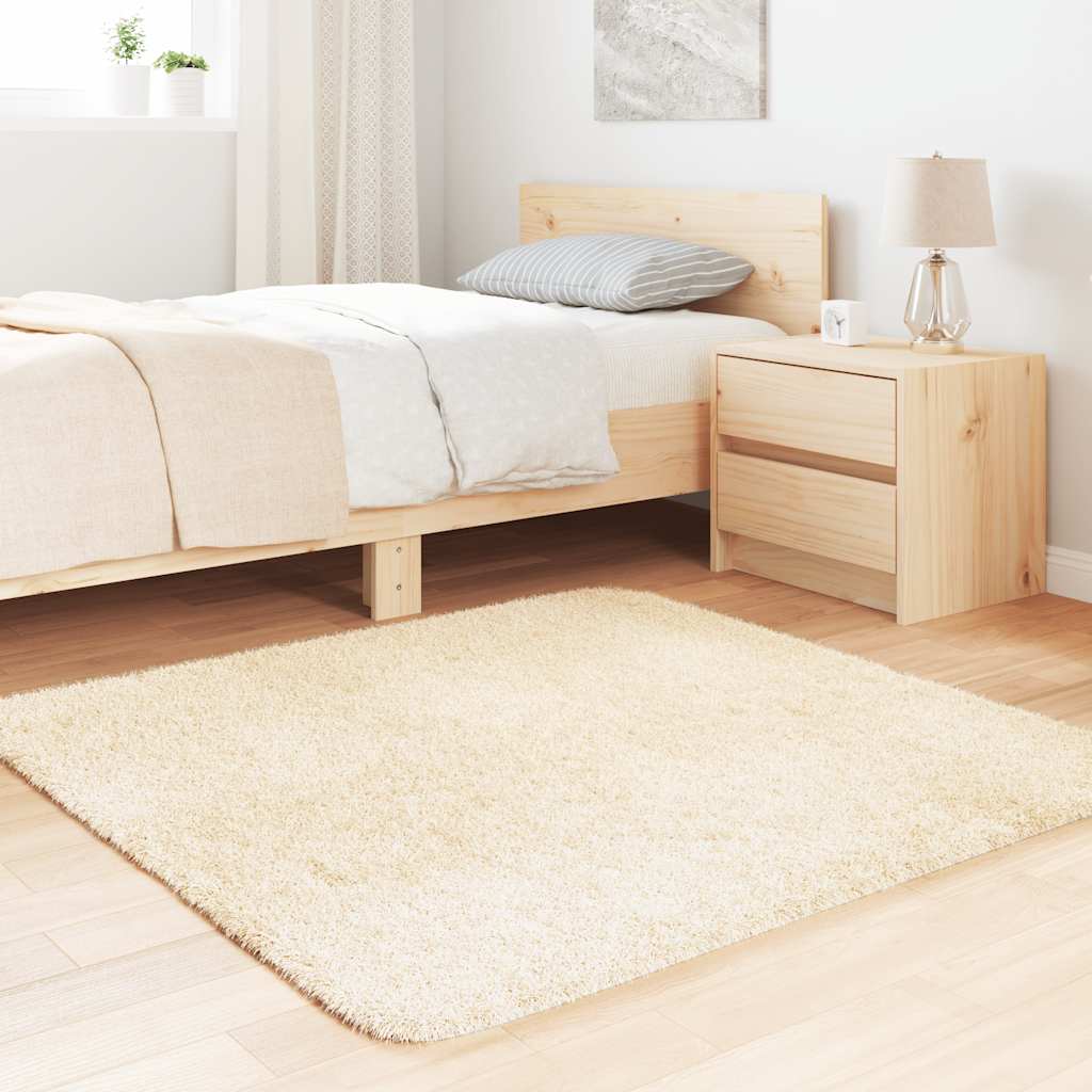 Tapis Shaggy Poils longs NAVARRA Crème 120x120 cm Polyester