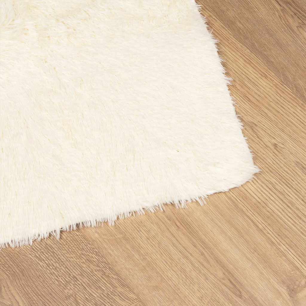 Tapis Shaggy Poils longs NAVARRA Crème 120x120 cm Polyester