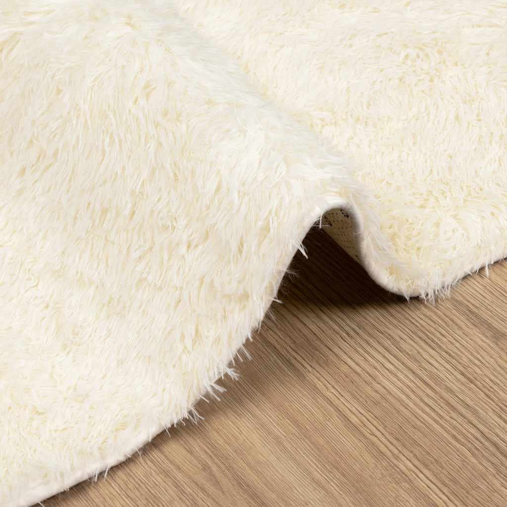 Tapis Shaggy Poils longs NAVARRA Crème 120x120 cm Polyester