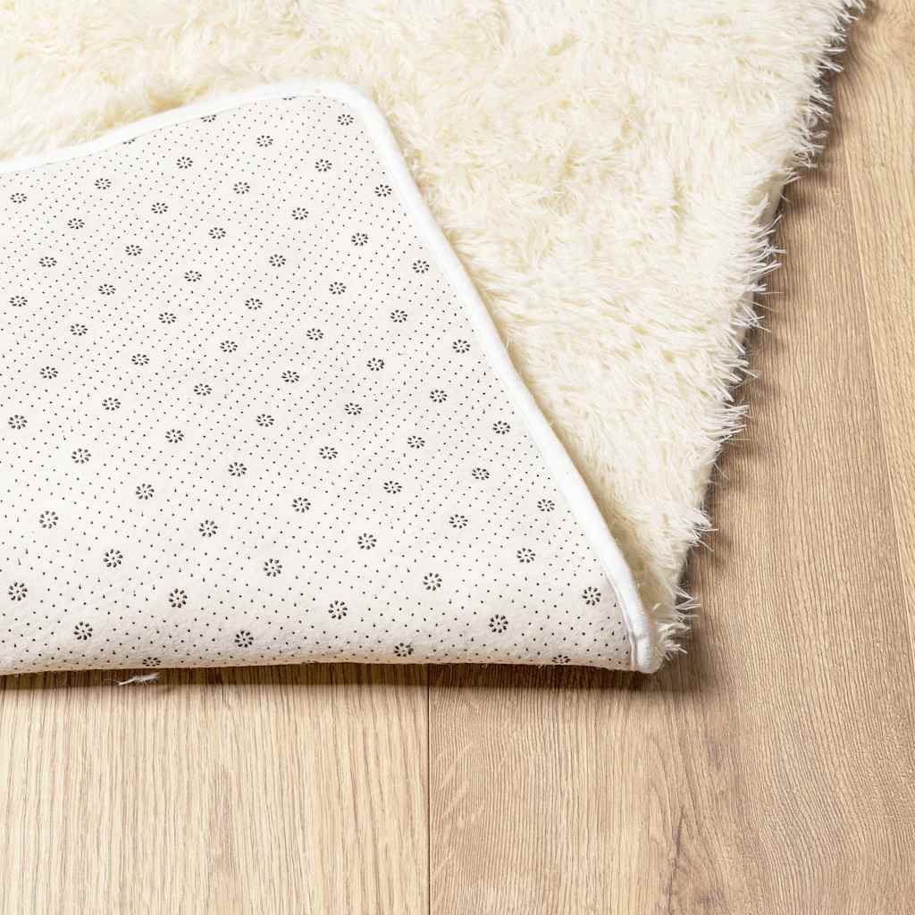 Tapis Shaggy Poils longs NAVARRA Crème 120x120 cm Polyester