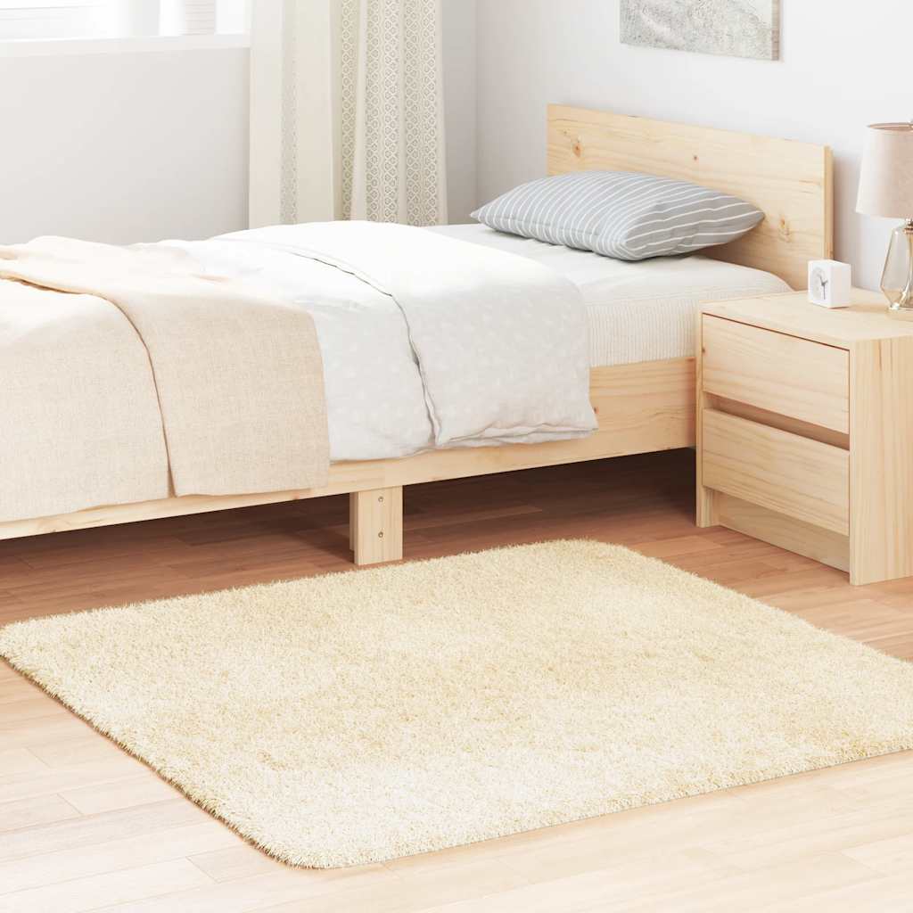 Tapis Shaggy Poils longs NAVARRA Crème 120x120 cm Polyester