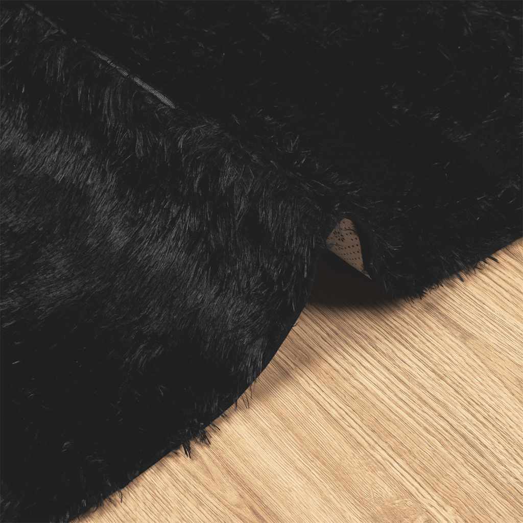 Teppich Shaggy Hochflor NAVARRA Schwarz 160x160 cm Polyester