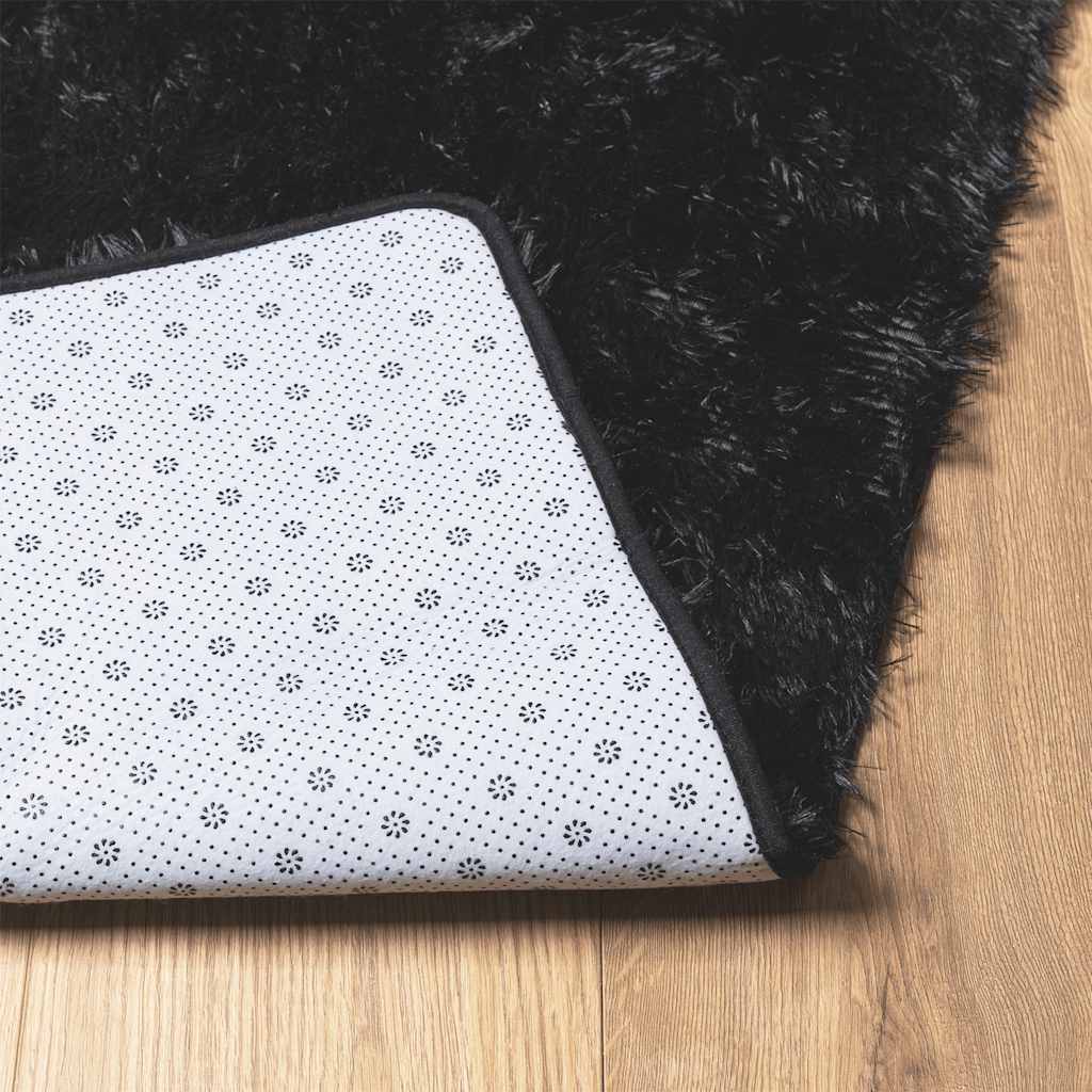 Teppich Shaggy Hochflor NAVARRA Schwarz 160x160 cm Polyester