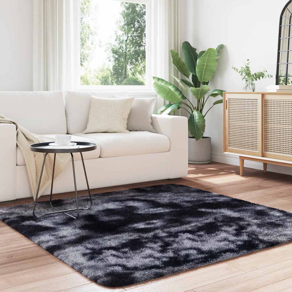 Tapis shaggy à poils longs NAVARRA Gris foncé 160x160 cm Polyester