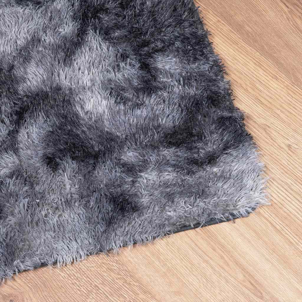 Tapis shaggy à poils longs NAVARRA Gris foncé 160x160 cm Polyester