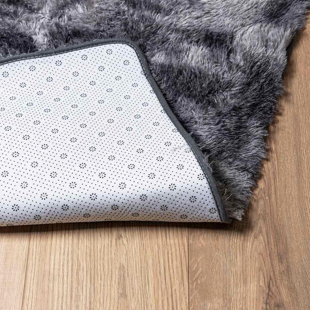 Tapis shaggy à poils longs NAVARRA Gris foncé 160x160 cm Polyester