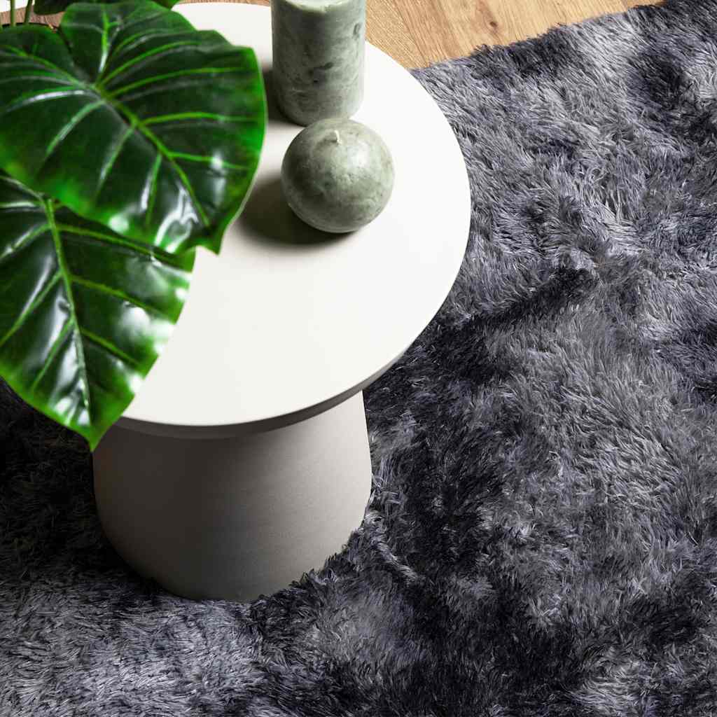 Tapis shaggy à poils longs NAVARRA Gris foncé 160x160 cm Polyester