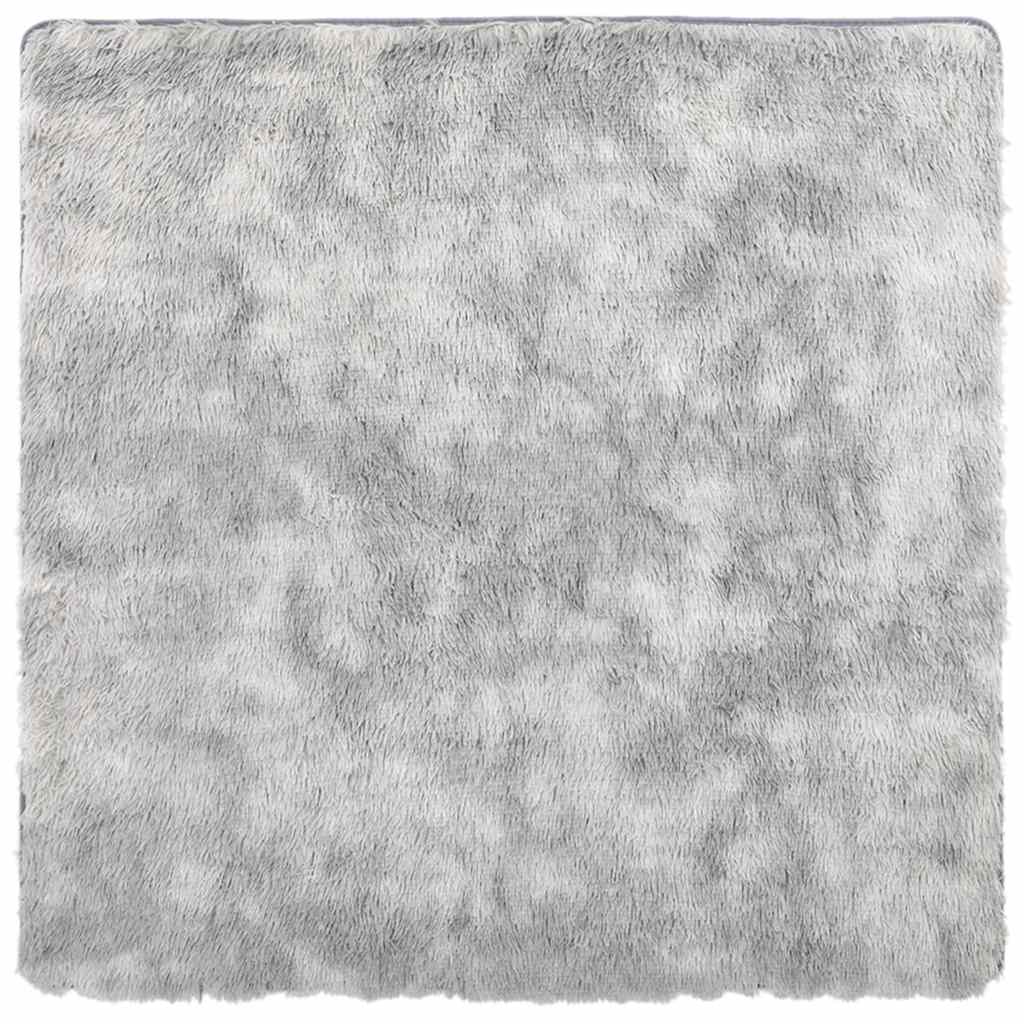 Tapis shaggy à poils longs NAVARRA gris argenté 160x160 cm polyester