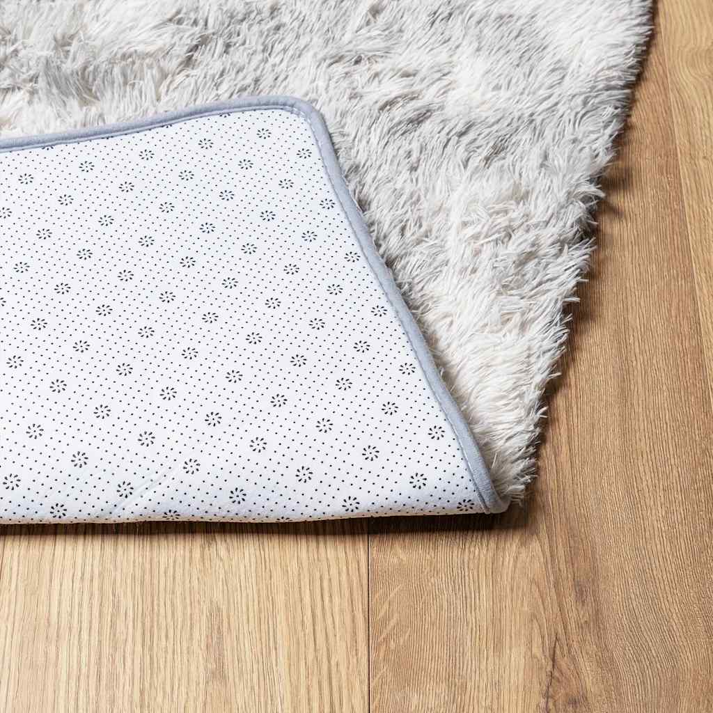 Tapis shaggy à poils longs NAVARRA gris argenté 160x160 cm polyester