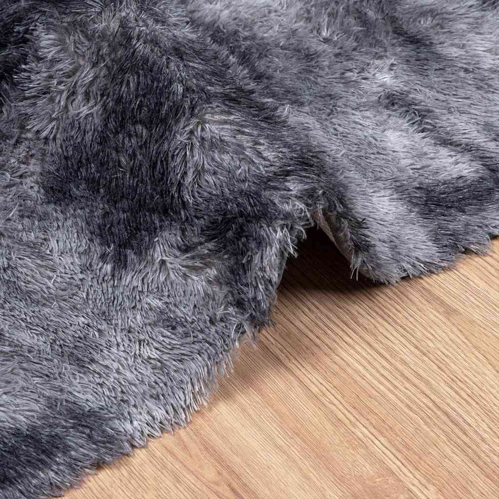 Shaggy High-Pile Rug NAVARRA Dark Grey 200x200 cm Polyester