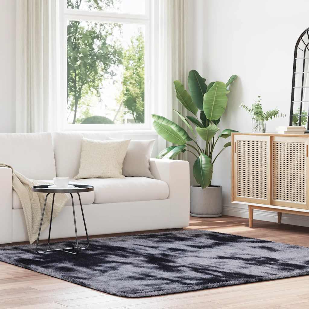 Shaggy High-Pile Rug NAVARRA Dark Grey 200x200 cm Polyester
