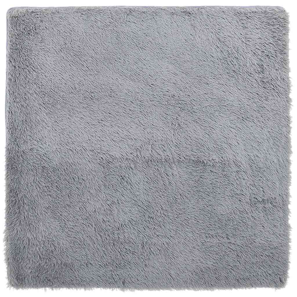 Teppich Shaggy Hochflor NAVARRA Hellgrau 200x200 cm Polyester