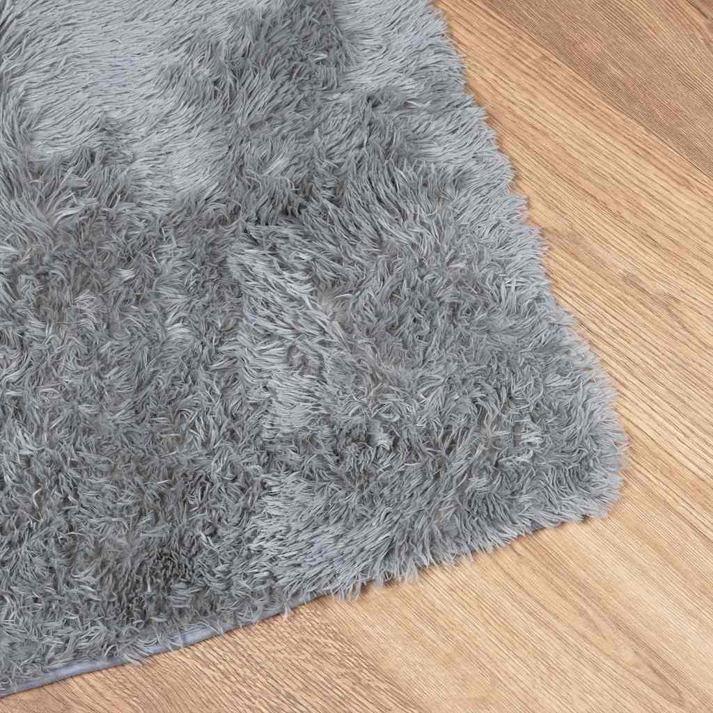 Teppich Shaggy Hochflor NAVARRA Hellgrau 200x200 cm Polyester