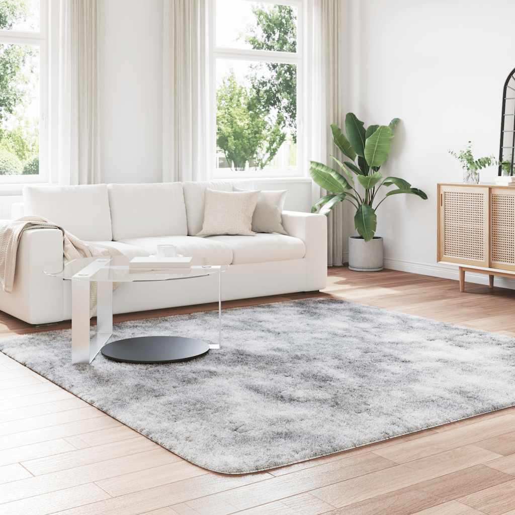 Teppich Shaggy Hochflor NAVARRA Silbergrau 240x240 cm Polyester