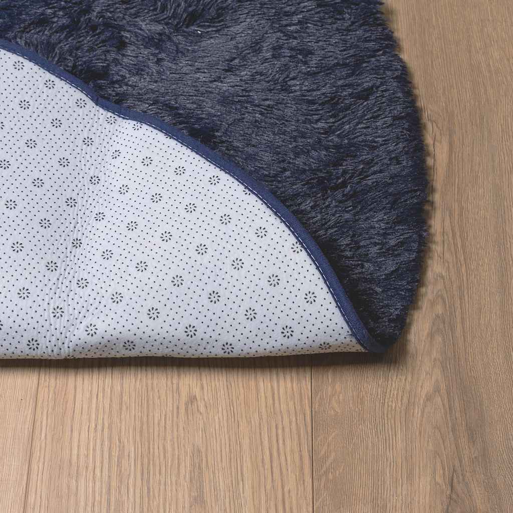 Teppich Shaggy Hochflor NAVARRA Marineblau 100x100 cm Polyester