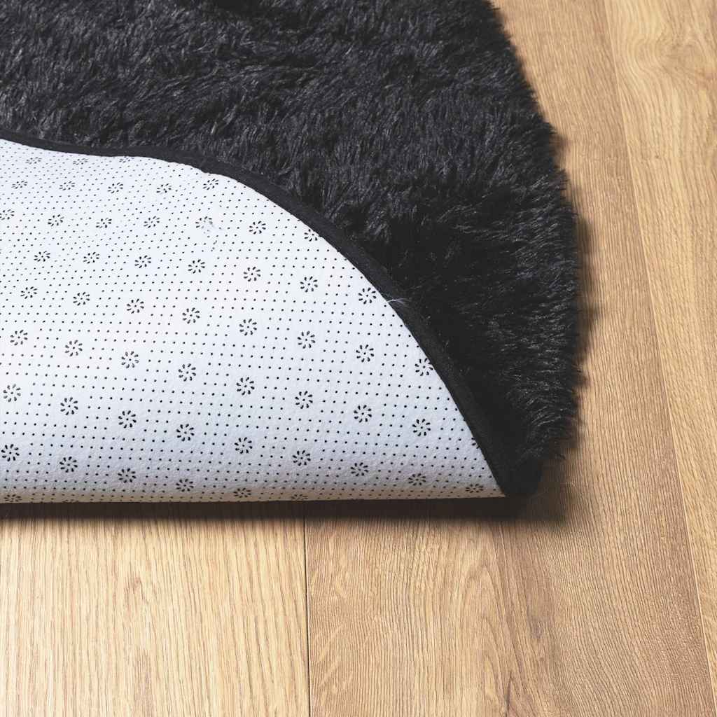 Teppich Shaggy Hochflor NAVARRA Schwarz 120x120 cm Polyester