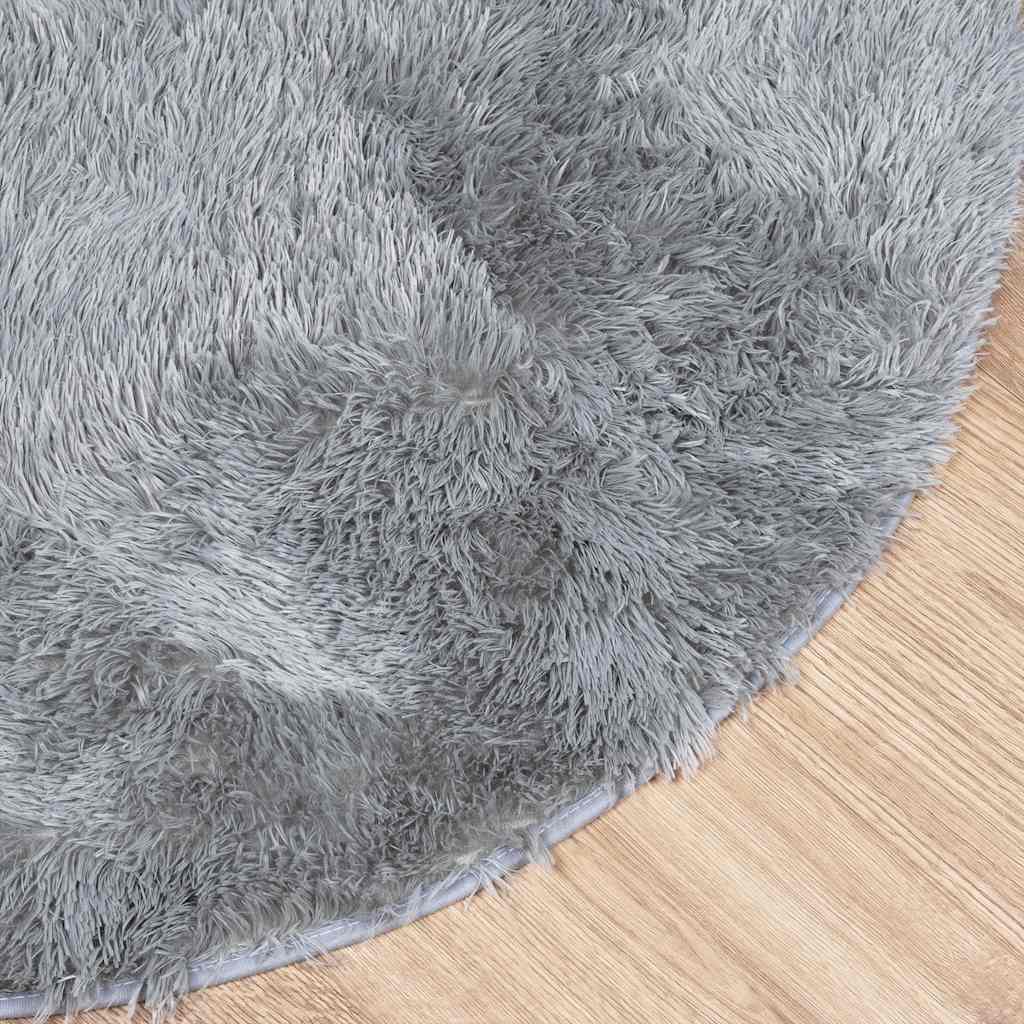 Teppich Shaggy Hochflor NAVARRA Hellgrau 120x120 cm Polyester