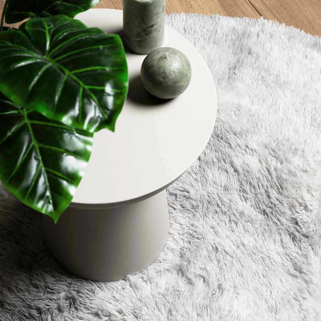 Tapis shaggy à poils longs NAVARRA gris argenté 120x120 cm polyester