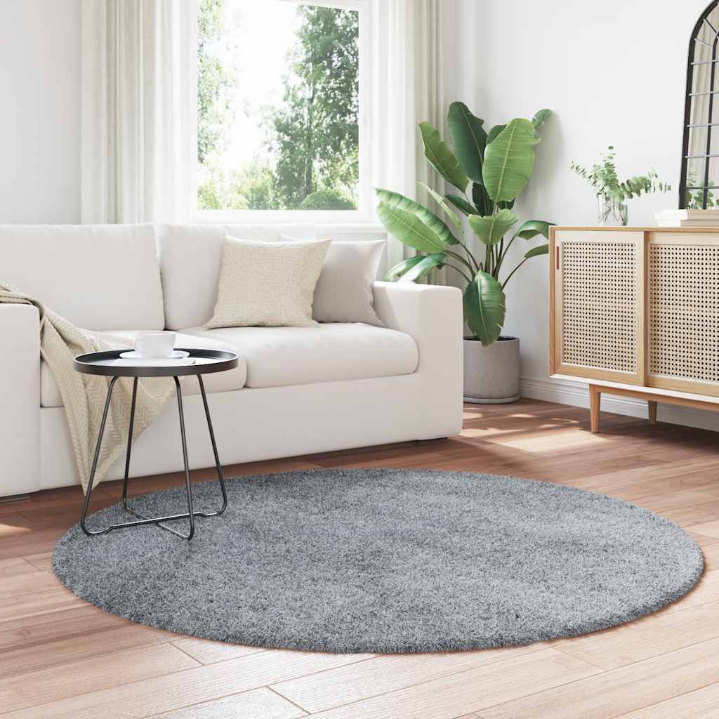 Teppich Shaggy Hochflor NAVARRA Hellgrau 160x160 cm Polyester