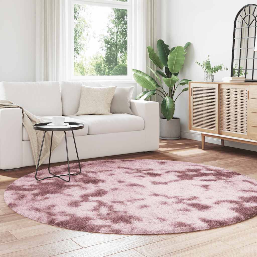 Tapis shaggy à poils longs NAVARRA vieux rose 200x200 cm polyester