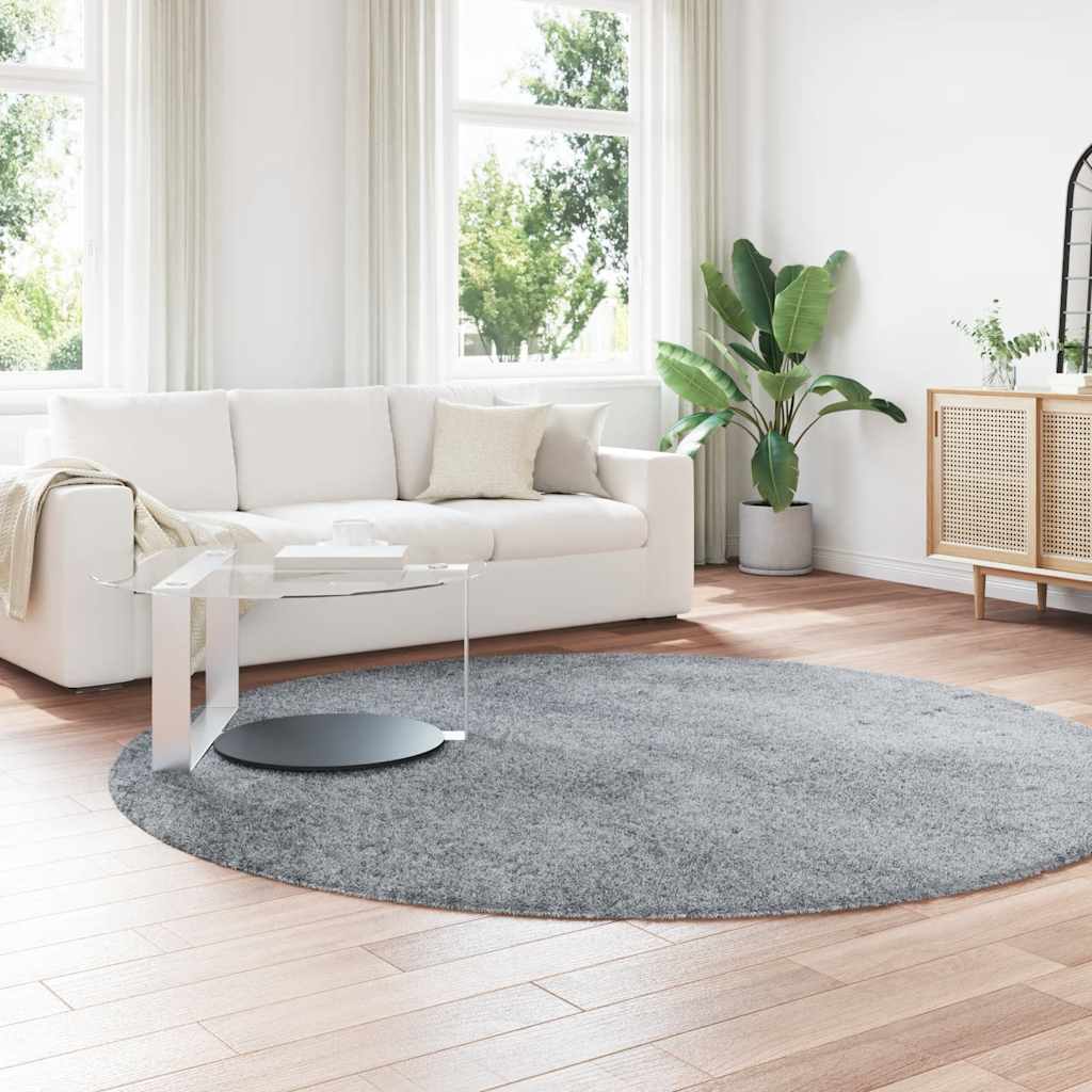 Tapis shaggy à poils longs NAVARRA Gris clair 240x240 cm Polyester
